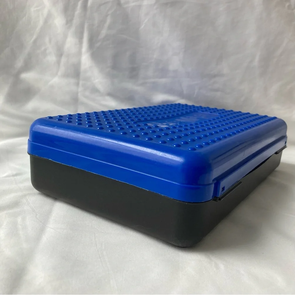 Retro SpaceMaker Pencil Box Blue Black w Handle 11